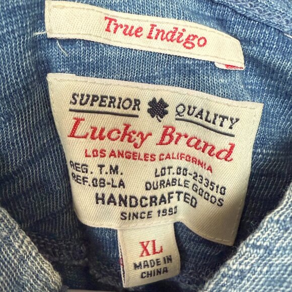 Lucky Brand True Indigo Ombre Blue Long Sleeve Hoodie Shirt - Picture 4 of 4
